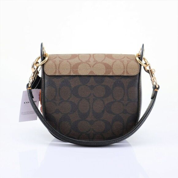 NWT Coach Disco Patch Saddle Shoulder bag Brown Signature - Picture 9 of 12